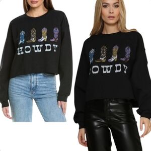 PROJECT SOCIAL T Howdy Cowboy Boot Graphic Cropped Sweatshirt